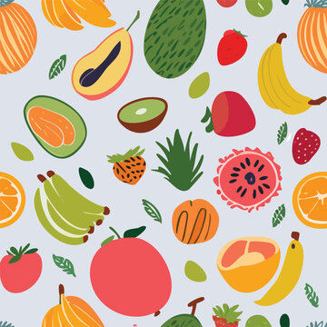 organic hand drawn fruits pattern