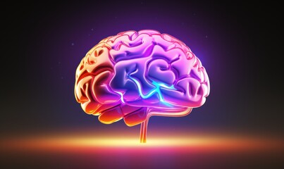 Pink brain with glowing electricity