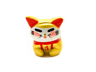 Maneki Neko Lucky Fortune Cat Japanese Lucky Figurine Isolated