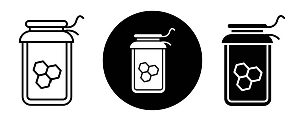 Honey jar outline icon collection or set. Honey jar Thin vector line art - obrazy, fototapety, plakaty