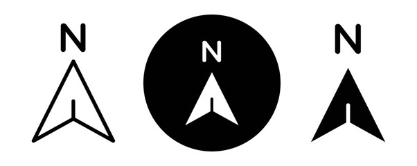 North outline icon collection or set. North Thin vector line art © Petsscouts