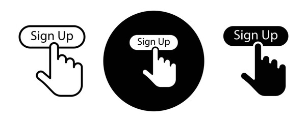 Signup outline icon collection or set. Signup Thin vector line art