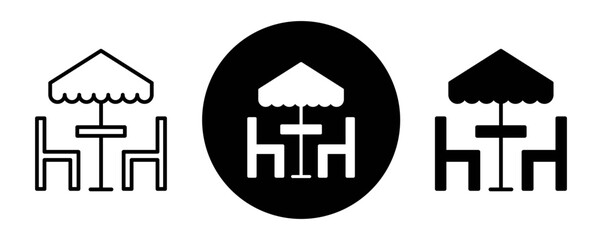 Terrace cafe outline icon collection or set. Terrace cafe Thin vector line art