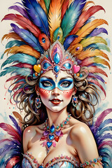 portrait of a woman in carnival mask