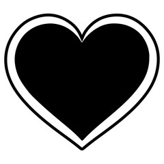 heart shape icon sign symbol element to decoration png file transparent. black line doodle style