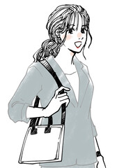 かばんを持った笑顔のビジネスウーマン