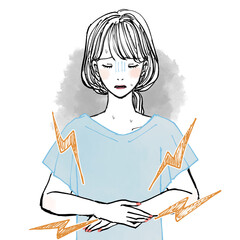 お腹が痛い若い女性