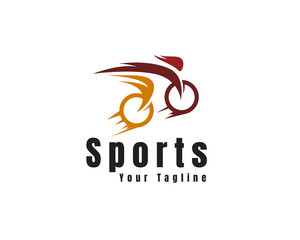 abstract athlete bicycle sports logo icon symbol design template illustration inspiration