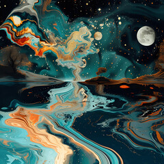 The surreal landscape of a dreamers imaginary world where physics bend and colors merge digital art...
