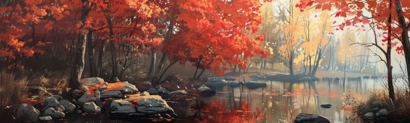 Autumn fall illustration background. Banner
