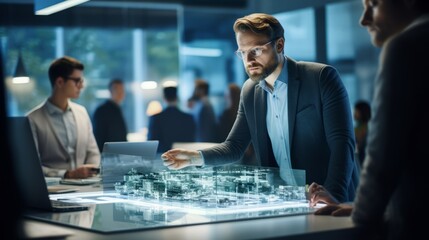 An IT specialist in the implementation of disaster recovery plans and backup strategies, a male engineer conducts cybersecurity consulting in the System Management Center.