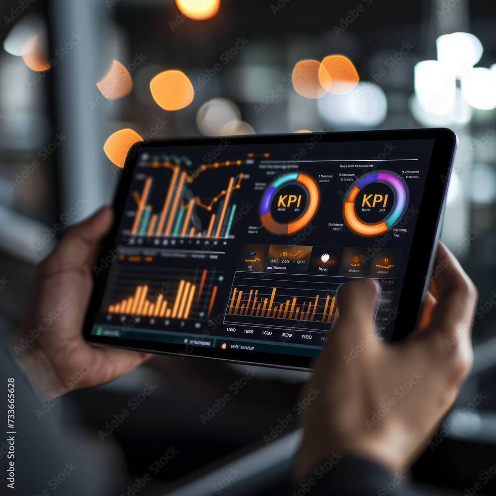 Poster professional key performance indicator metrics dashboard for sales and business results evaluation a