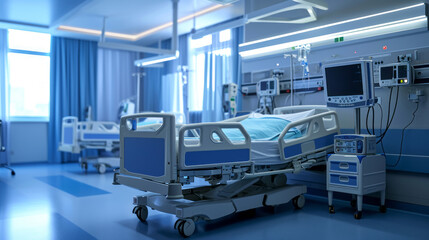 recovery ICU intensive care unit room ward with life support at hospital medical care emergency