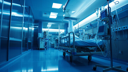 recovery ICU intensive care unit room ward with life support at hospital medical care emergency