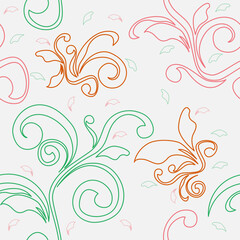 Editable Vector of Outline Style Soft Colorful Floral Element Illustration Seamless Pattern for Creating Background and Decorative Element