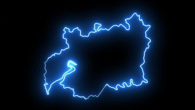 map of Gloucester in england with glowing neon effect