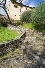 Staircase in the town of Vicopisano, Tuscany, Italy