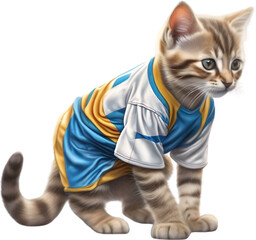 Fototapeta premium Soccer kitten, A cute kitten in a soccer uniform