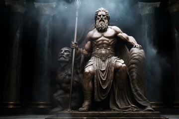Fototapeta na wymiar Artistic portrayal of Zeus statue at Olympia. Generative AI