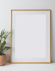 Fototapeta na wymiar Empty frame on a wall mockup template blank picture frame