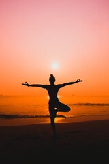 Yoga Practice Exercise Background Sea