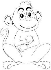 Vector illustration of a happy sitting monkey