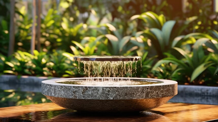 Modern outdoor water house featuring a fountain