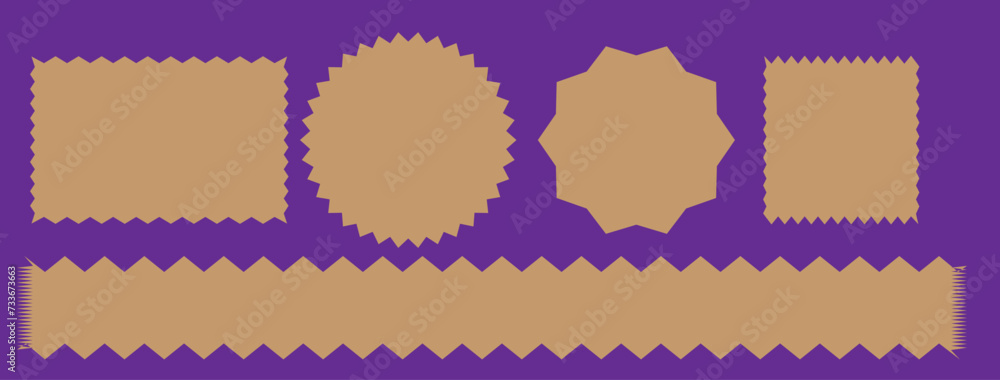 Poster zig zag edge rectangle shape collection. jagged rectangular elements set. black graphic design eleme