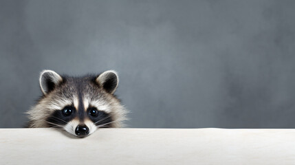 Cute raccoon peeks out