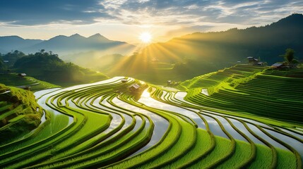 harvest rice farm