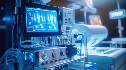Medical equipment and tools in a modern operating room - Powered by Adobe