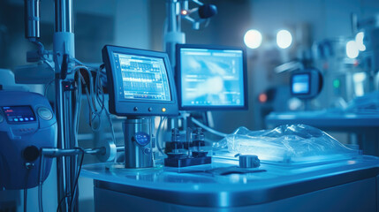 Medical equipment and tools in a modern operating room