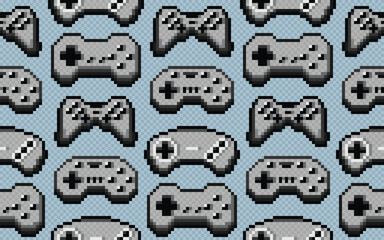 The seamless pixel background with joysticks. 
