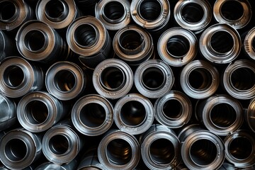 Rolls Of Aluminum Metal Fittings Depicting The Strength Of Heavy Industry Production