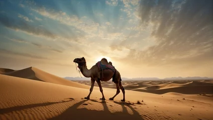 Foto op Aluminium camel in the desert,wildlife,sandy,wilderness © arie