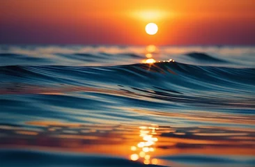 Wandaufkleber Bora Bora, Französisch-Polynesien Sunrise on the beach and ocean waves on a tropical sea