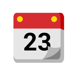 23 days of the month calendar isolated on white transparent background for event, birthday, date, month, day, appointment, agenda, business and deadline. empty month for text