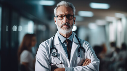 Obraz premium A doctor with a stethoscope in hospital