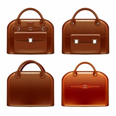 Leather Briefcase Female 3D Realistic Vector