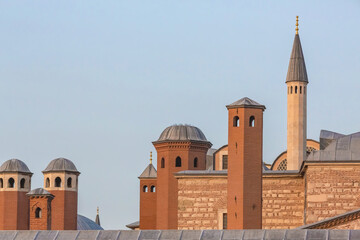 Topkapi Palace. The roof and red brick chimneys of Harem. Istanbul, Turkey