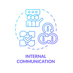 Internal communication blue gradient concept icon. Clearer, more efficient exchanges of information. Round shape line illustration. Abstract idea. Graphic design. Easy to use in promotional material