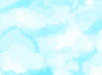 watercolor blue clouds illustration. Sky clouds background. Abstract clouds. 