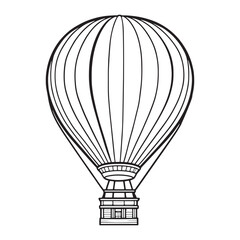 Obraz premium Hot air balloon outline coloring page illustration for children and adult