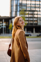 Fashion Model in Electric Blue Blazer and Leather Jacket, Flash Photography Portrait in Downtown City Setting