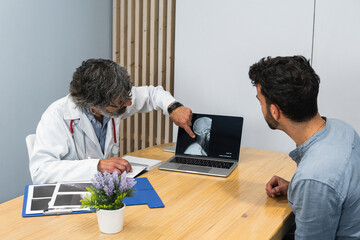 health insurance concept, professional radiologist or specialist doctor showing medicals x-ray...