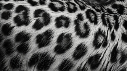 Close up of black and white leopard fur texture. Abstract background. © YULIYA