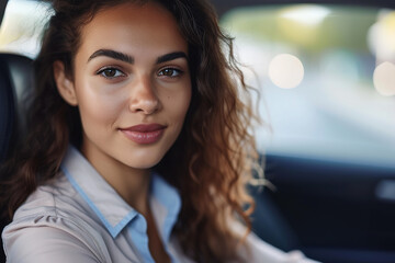 Obraz premium Confident and successful RIDE-SHARING DRIVER in a poised and empowered stance