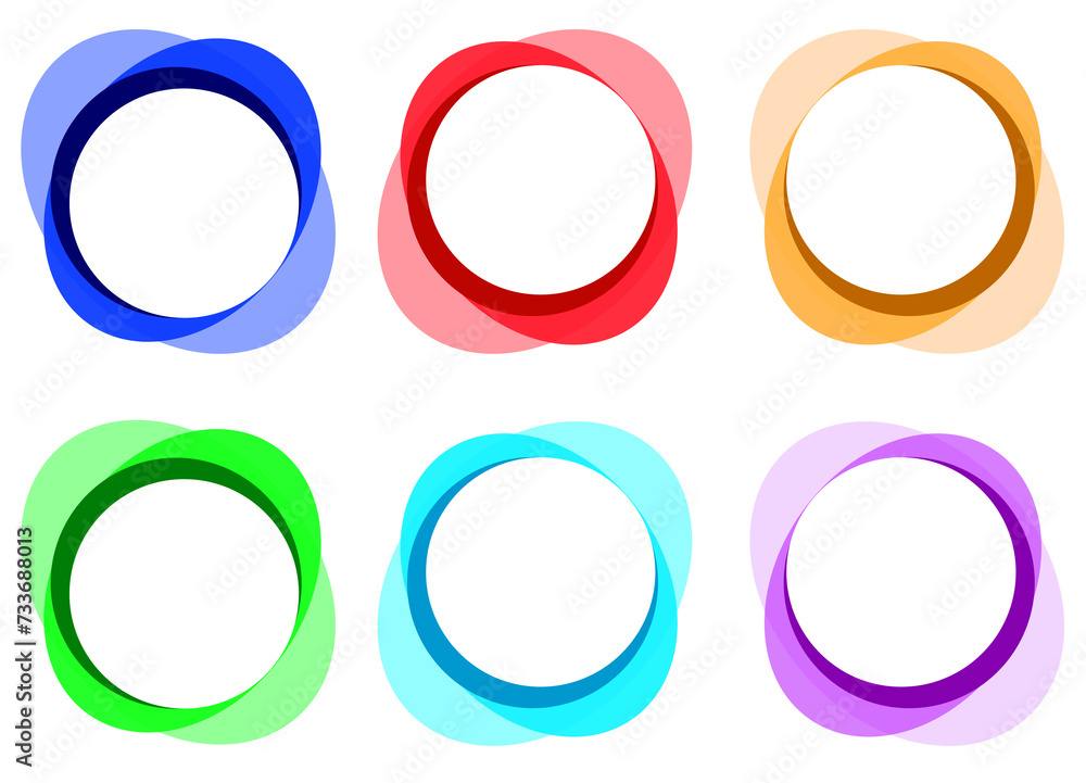 Poster colorful circular design element collection on png transparent background with a preview on white