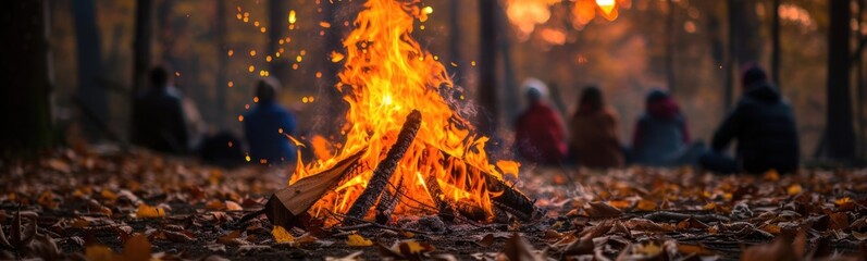 Bonfire. Autumn background . Banner