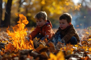Bonfire. Autumn background 